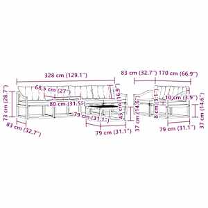 Venkovní pohovková souprava 7 pcs Přírodní a světle šedá - obrázek 9