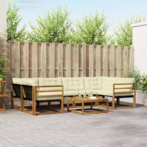 Zunanja garnitura za sedenje z blazino 7 pcs Naravna in smetana