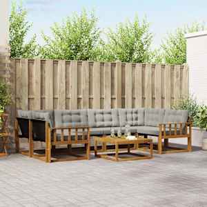 Zunanja garnitura za sedenje 7 pcs Naravna in svetlo siva