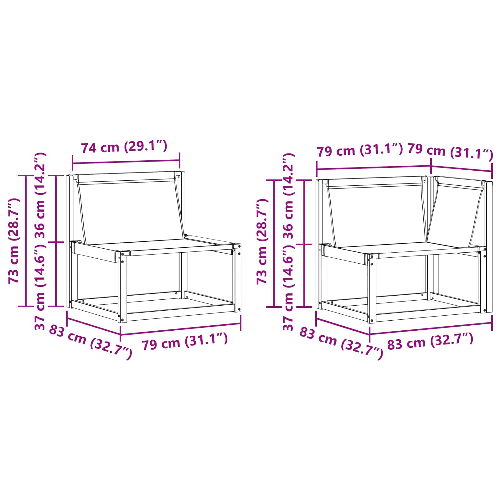 Zunanja garnitura za sedenje z blazino 7 pcs Naravna in bež - slika 11
