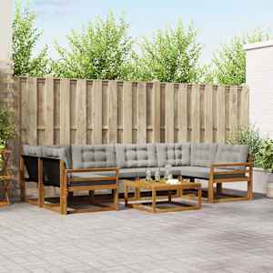 Zunanja garnitura za sedenje 7 pcs Naravna in svetlo siva