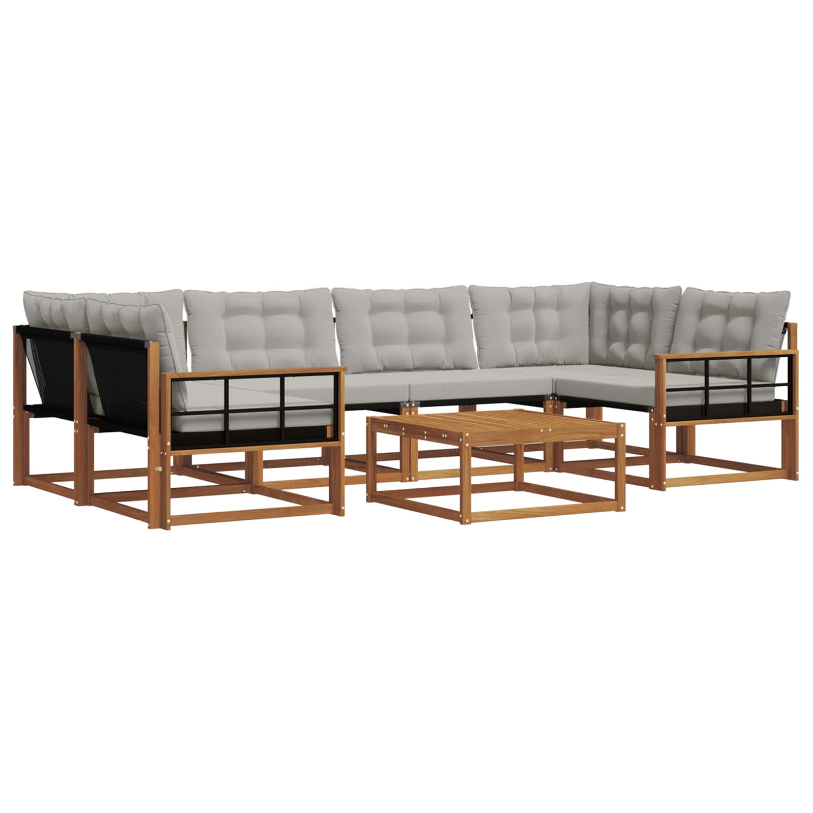 Thumbnail - vidaXL Outdoor-Sofagarnitur mit Kissen 7 pcs Natürlich und Hellgrau