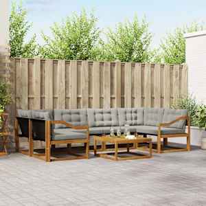 Zunanja garnitura za sedenje 7 pcs Naravna in svetlo siva