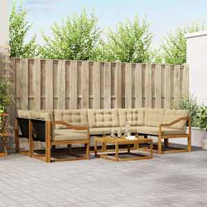 Zunanja garnitura za sedenje z blazino 7 pcs Naravna in bež