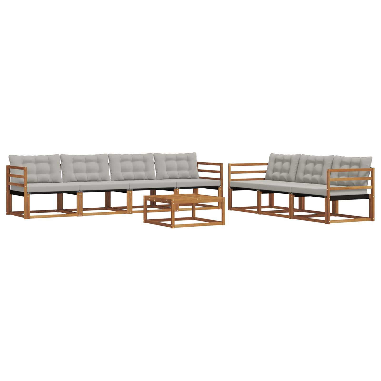 Zunanja garnitura za sedenje 8 pcs Naravna in svetlo siva - slika 2