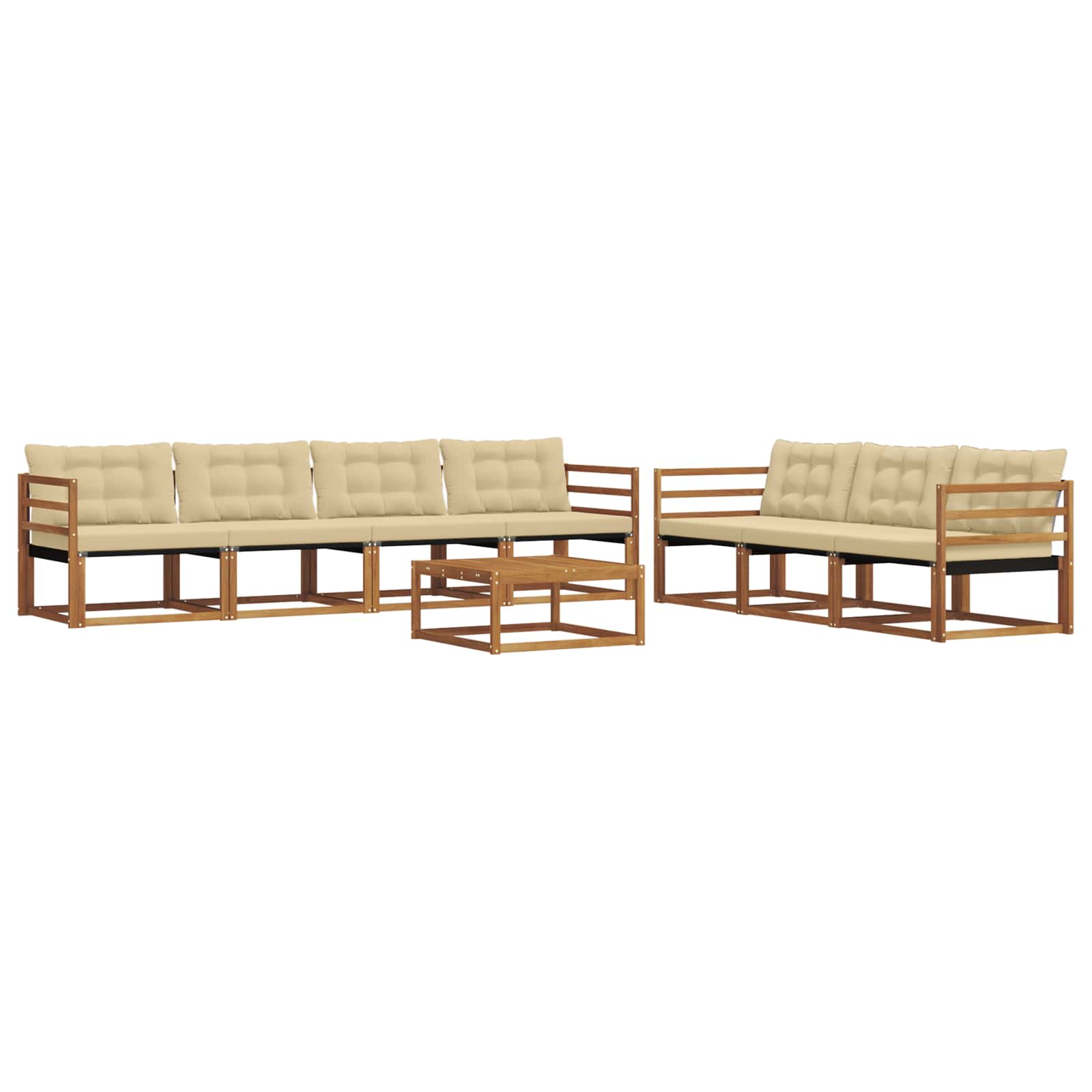 Zunanja garnitura za sedenje z blazino 8 pcs Naravna in bež - slika 2