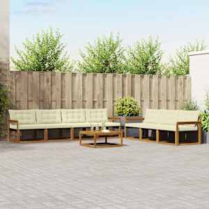 Zunanja garnitura za sedenje z blazino 8 pcs Naravna in smetana