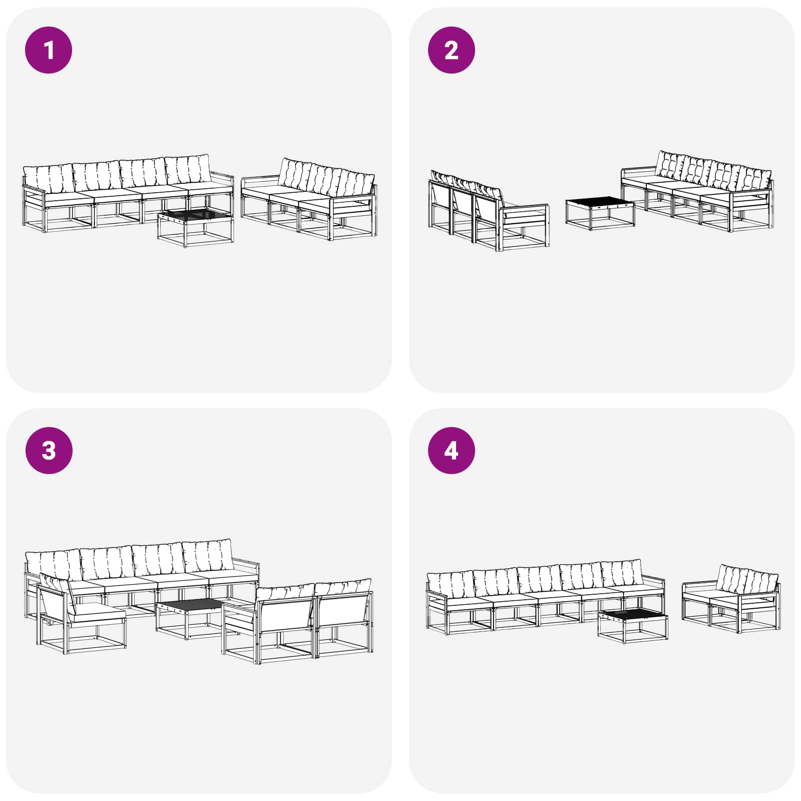 Zunanja garnitura za sedenje 8 pcs Naravna in svetlo siva - slika 8