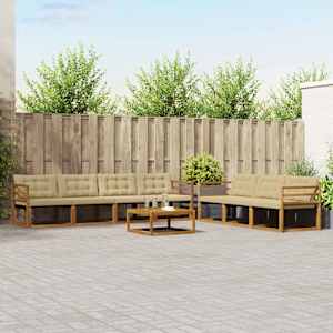 Zunanja garnitura za sedenje z blazino 8 pcs Naravna in bež