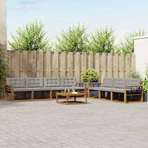 Zunanja garnitura za sedenje 8 pcs Naravna in svetlo siva
