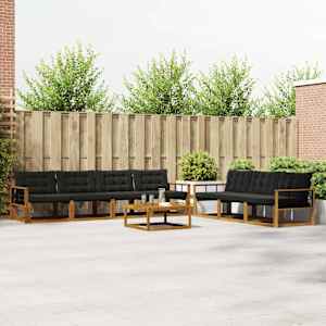 Zunanja garnitura za sedenje z blazino 8 pcs Naravna in črna