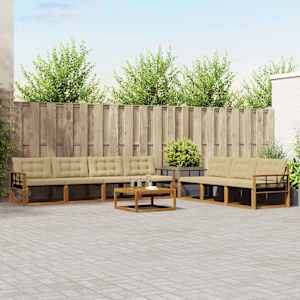 Zunanja garnitura za sedenje z blazino 8 pcs Naravna in bež