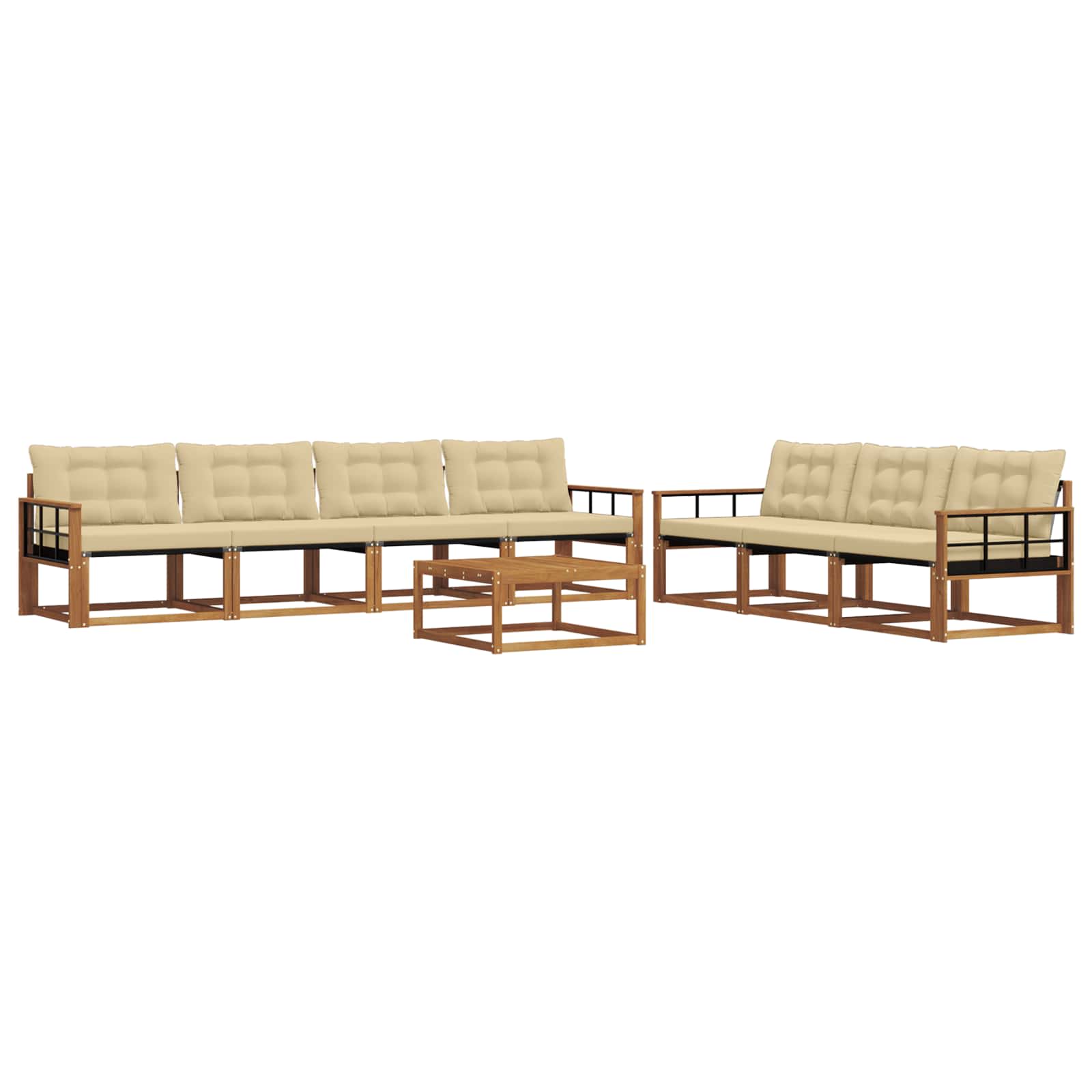Zunanja garnitura za sedenje z blazino 8 pcs Naravna in bež - slika 2