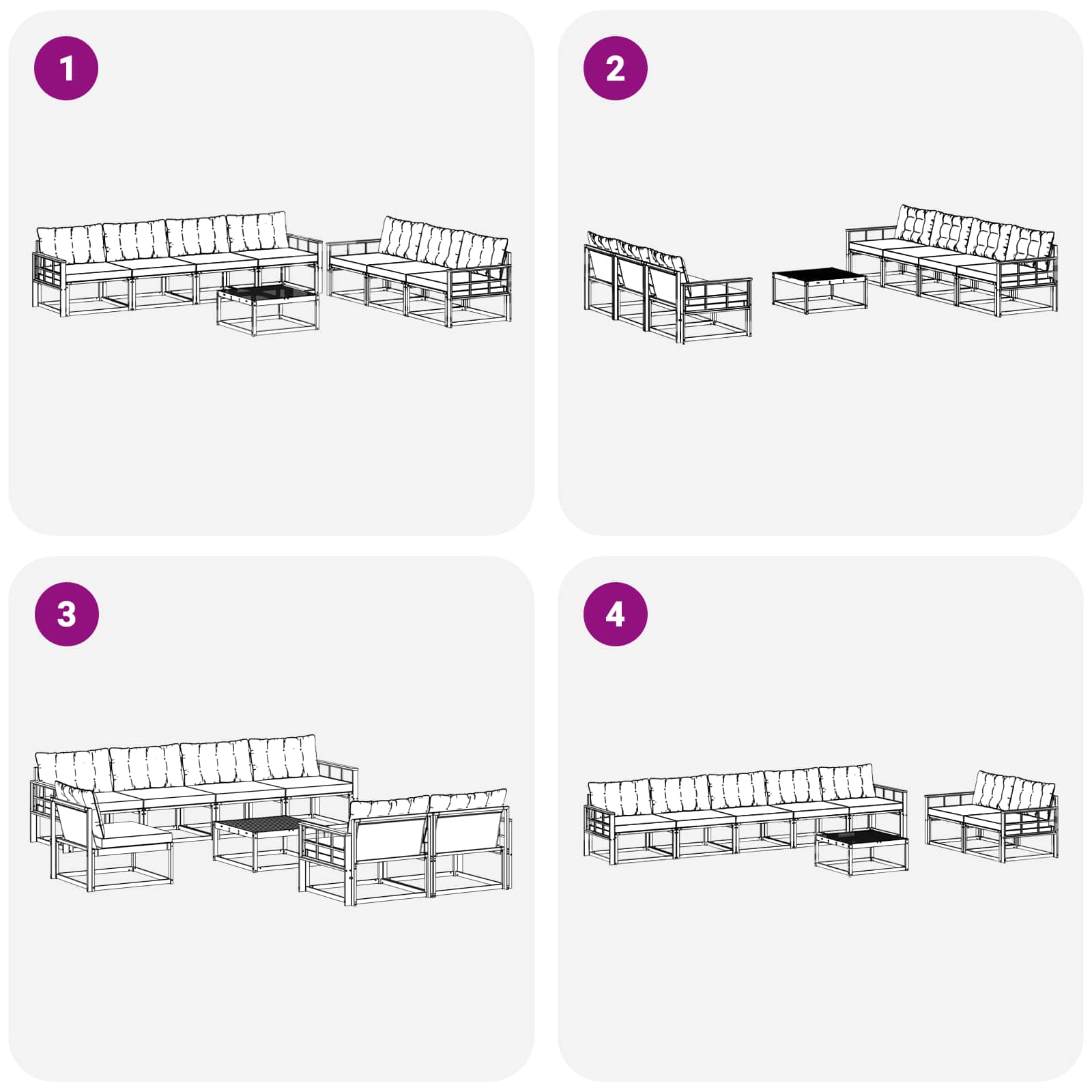 Zunanja garnitura za sedenje z blazino 8 pcs Naravna in bež - slika 8