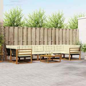 Zunanja garnitura za sedenje z blazino 8 pcs Naravna in smetana