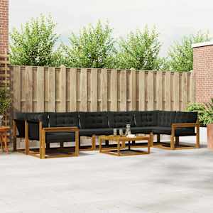 Zunanja garnitura za sedenje z blazino 8 pcs Naravna in črna