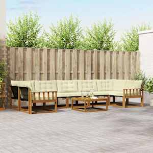 Zunanja garnitura za sedenje z blazino 8 pcs Naravna in smetana