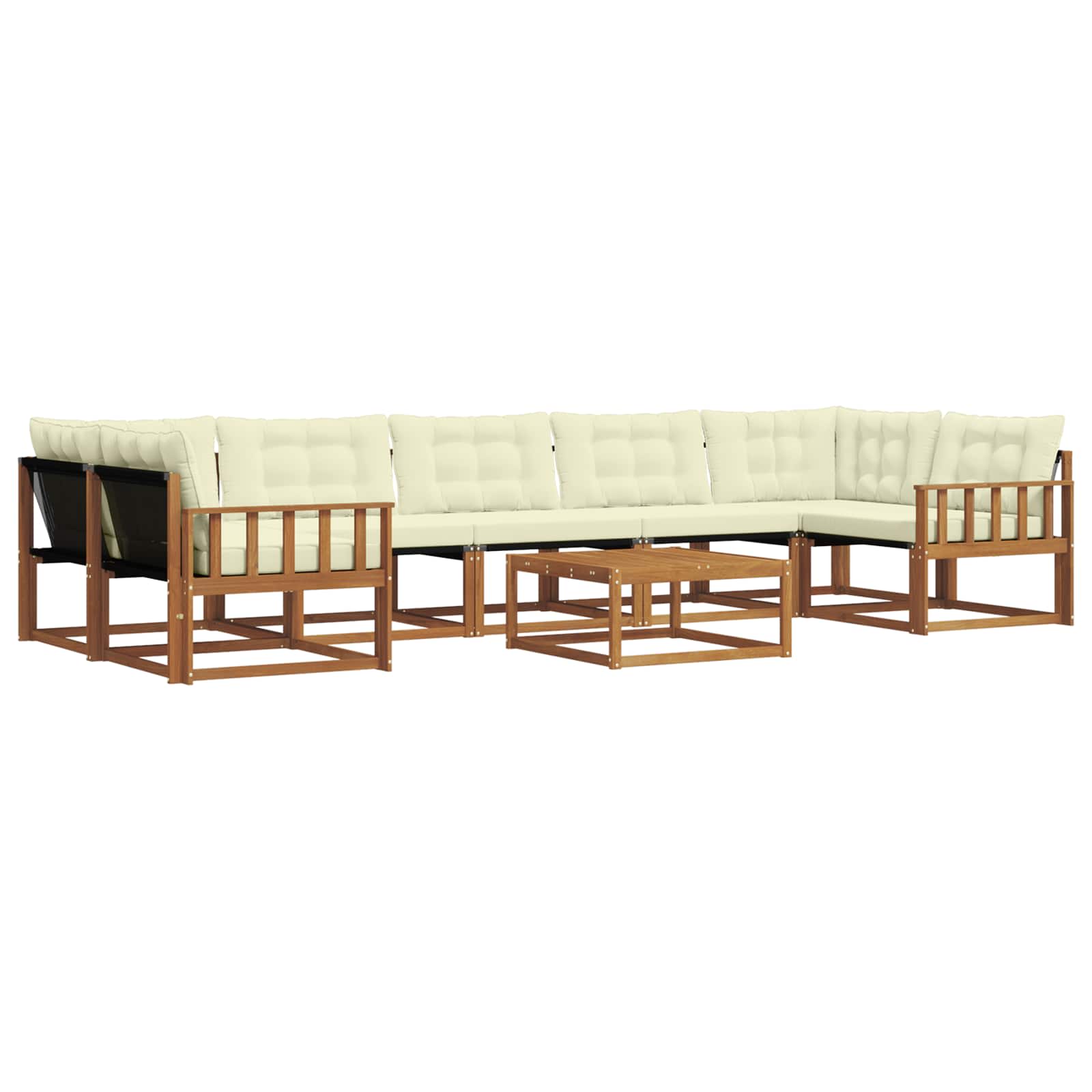 Zunanja garnitura za sedenje z blazino 8 pcs Naravna in smetana - slika 2