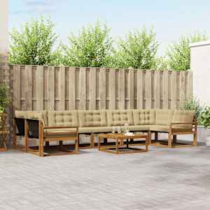 Zunanja garnitura za sedenje z blazino 8 pcs Naravna in bež