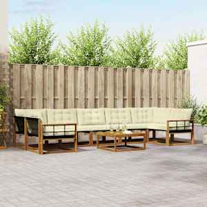 Zunanja garnitura za sedenje z blazino 8 pcs Naravna in smetana