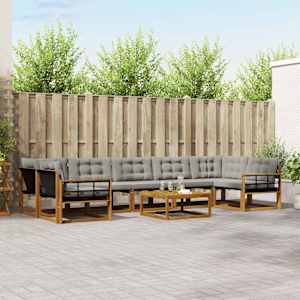 Zunanja garnitura za sedenje 8 pcs Naravna in svetlo siva