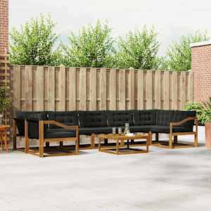 Zunanja garnitura za sedenje z blazino 8 pcs Naravna in črna