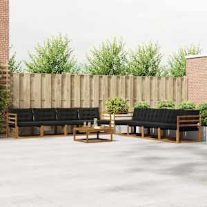 Zunanja garnitura za sedenje z blazino 9 pcs Naravna in črna