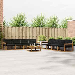 Zunanja garnitura za sedenje z blazino 9 pcs Naravna in črna