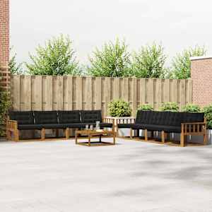 Zunanja garnitura za sedenje z blazino 9 pcs Naravna in črna