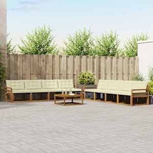 Zunanja garnitura za sedenje z blazino 9 pcs Naravna in smetana