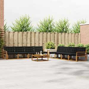 Zunanja garnitura za sedenje z blazino 9 pcs Naravna in črna