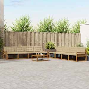 Zunanja garnitura za sedenje z blazino 9 pcs Naravna in bež