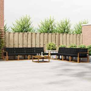 Zunanja garnitura za sedenje z blazino 9 pcs Naravna in črna