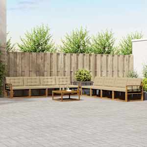 Zunanja garnitura za sedenje z blazino 9 pcs Naravna in bež