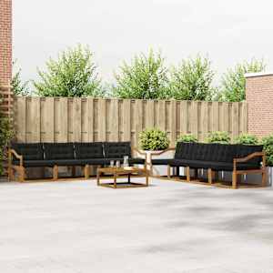 Zunanja garnitura za sedenje z blazino 9 pcs Naravna in črna