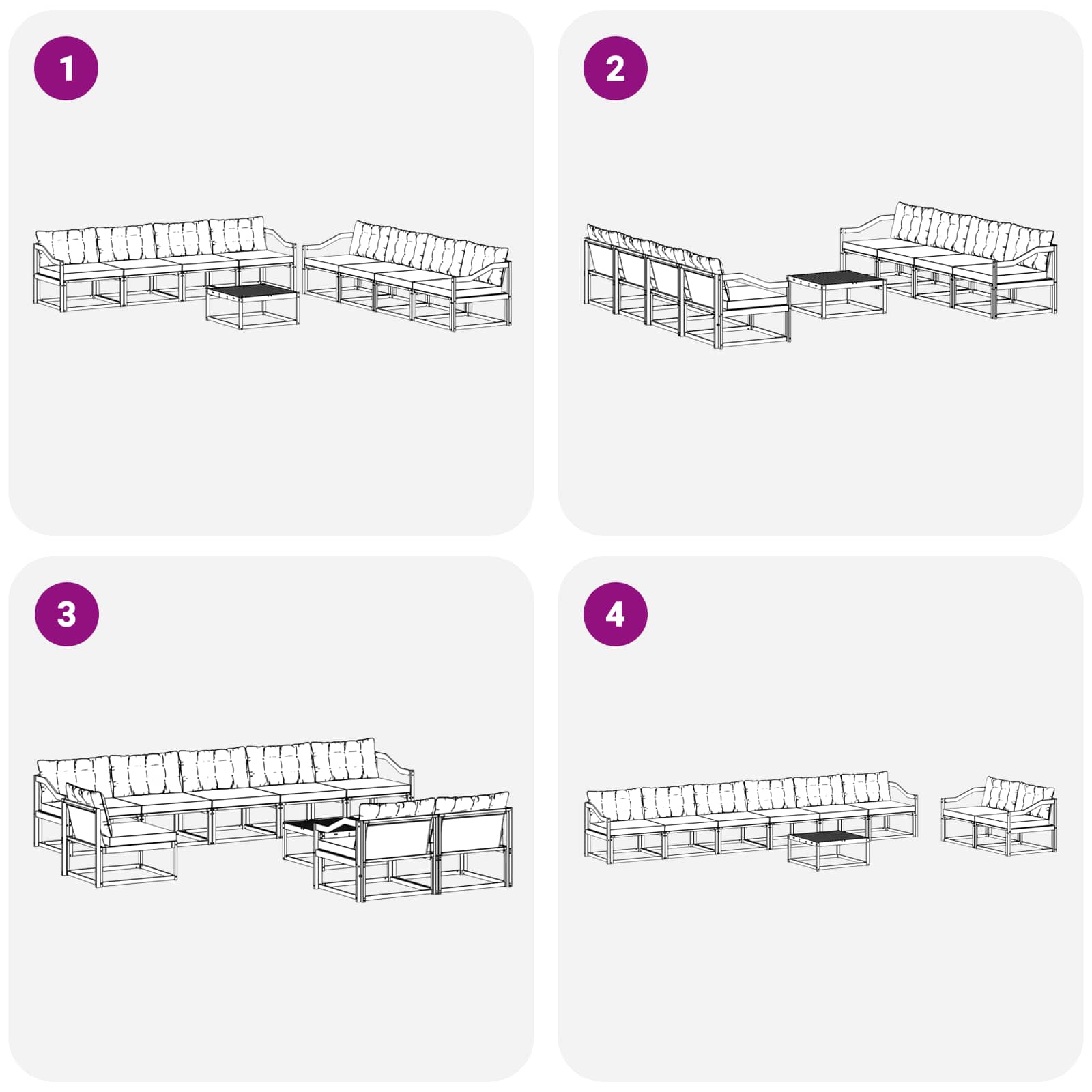 vidaXL Outdoor-Sofagarnitur mit Kissen 9 pcs Natur und Beige – Bild 8
