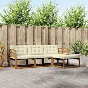 Zunanja garnitura za sedenje z blazino 4 pcs Naravna in smetana