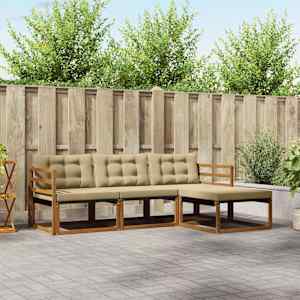 Zunanja garnitura za sedenje z blazino 4 pcs Naravna in bež