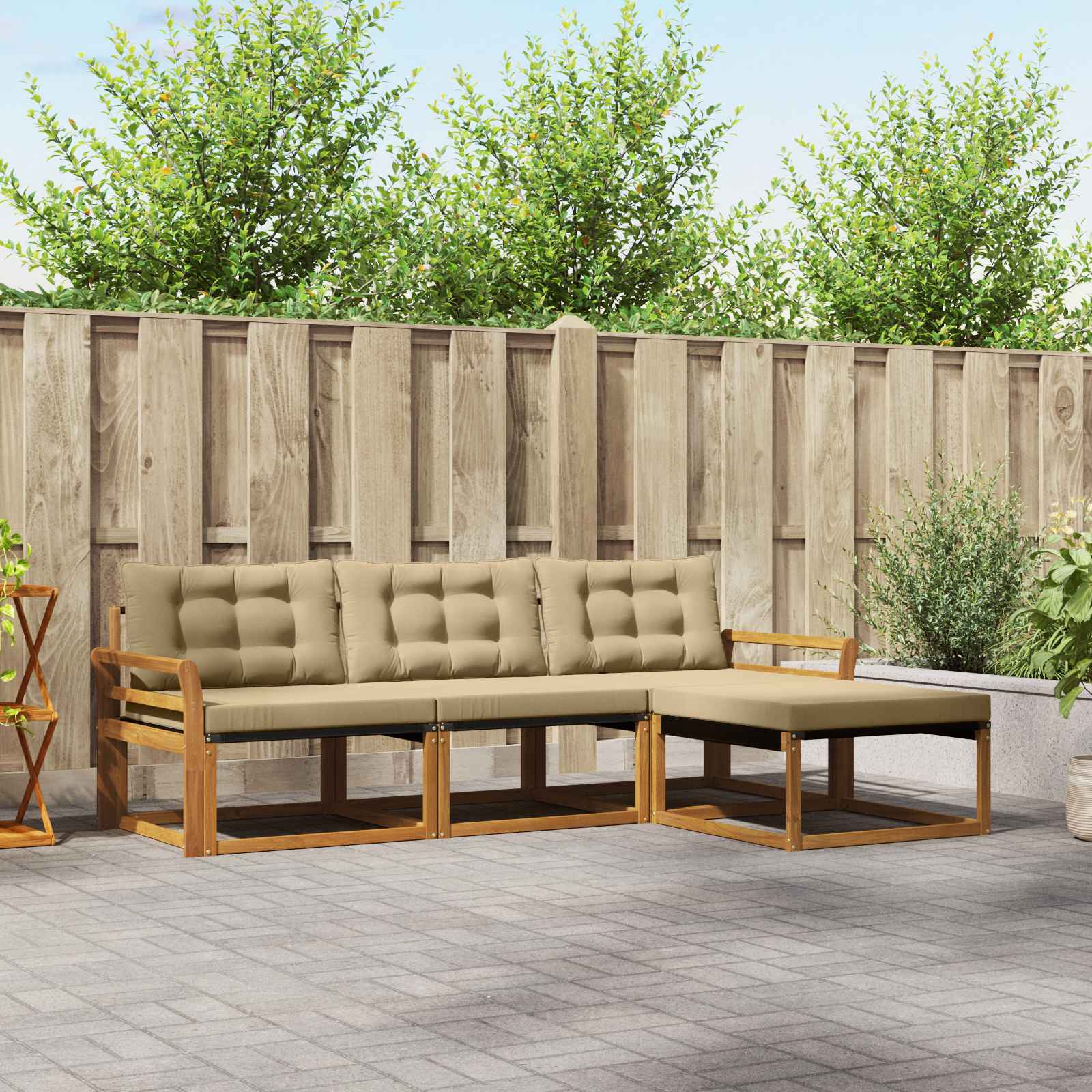 vidaXL Outdoor-Sofagarnitur mit Kissen 4 pcs Natur und Beige