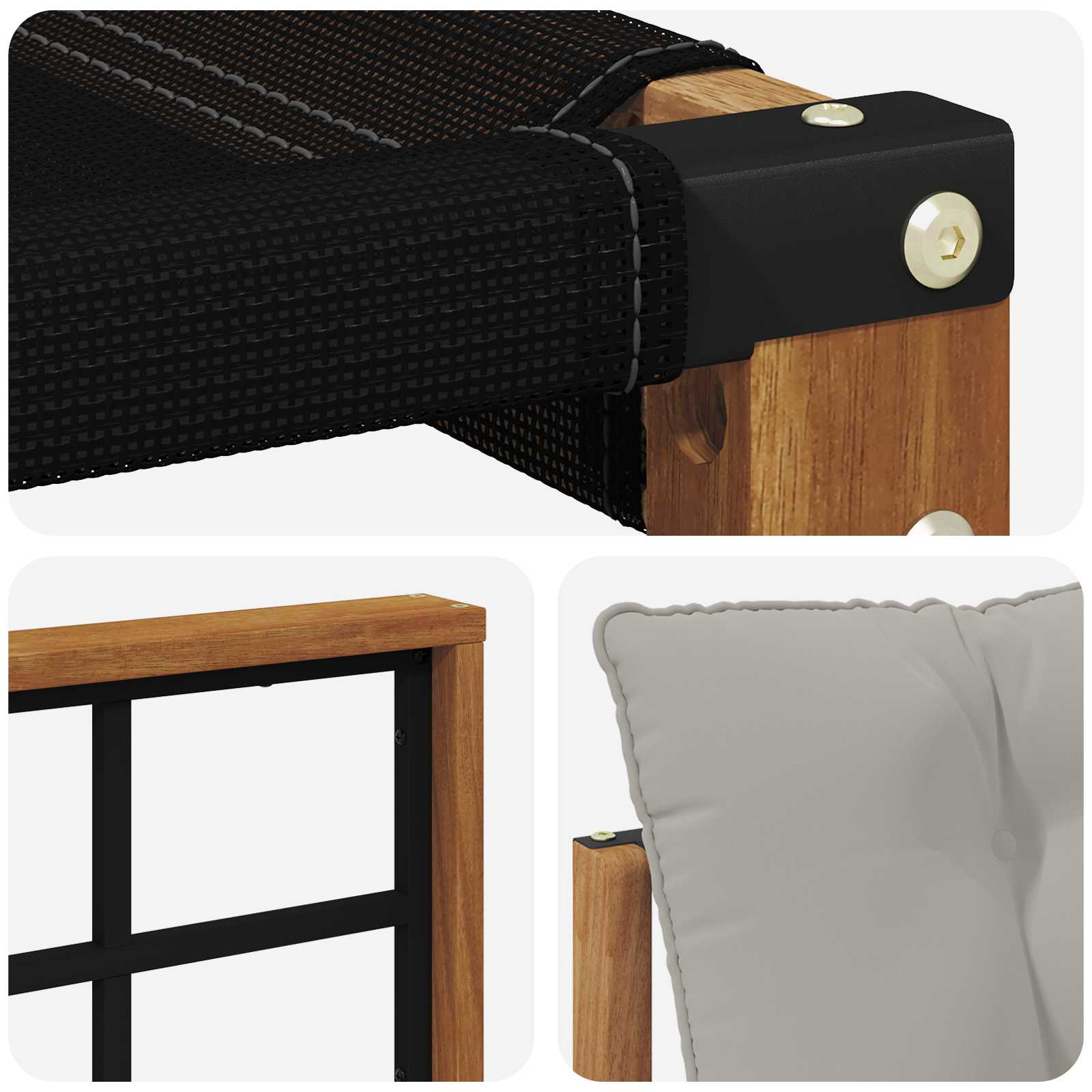 Zunanja garnitura za sedenje 4 pcs Naravna in svetlo siva - slika 7