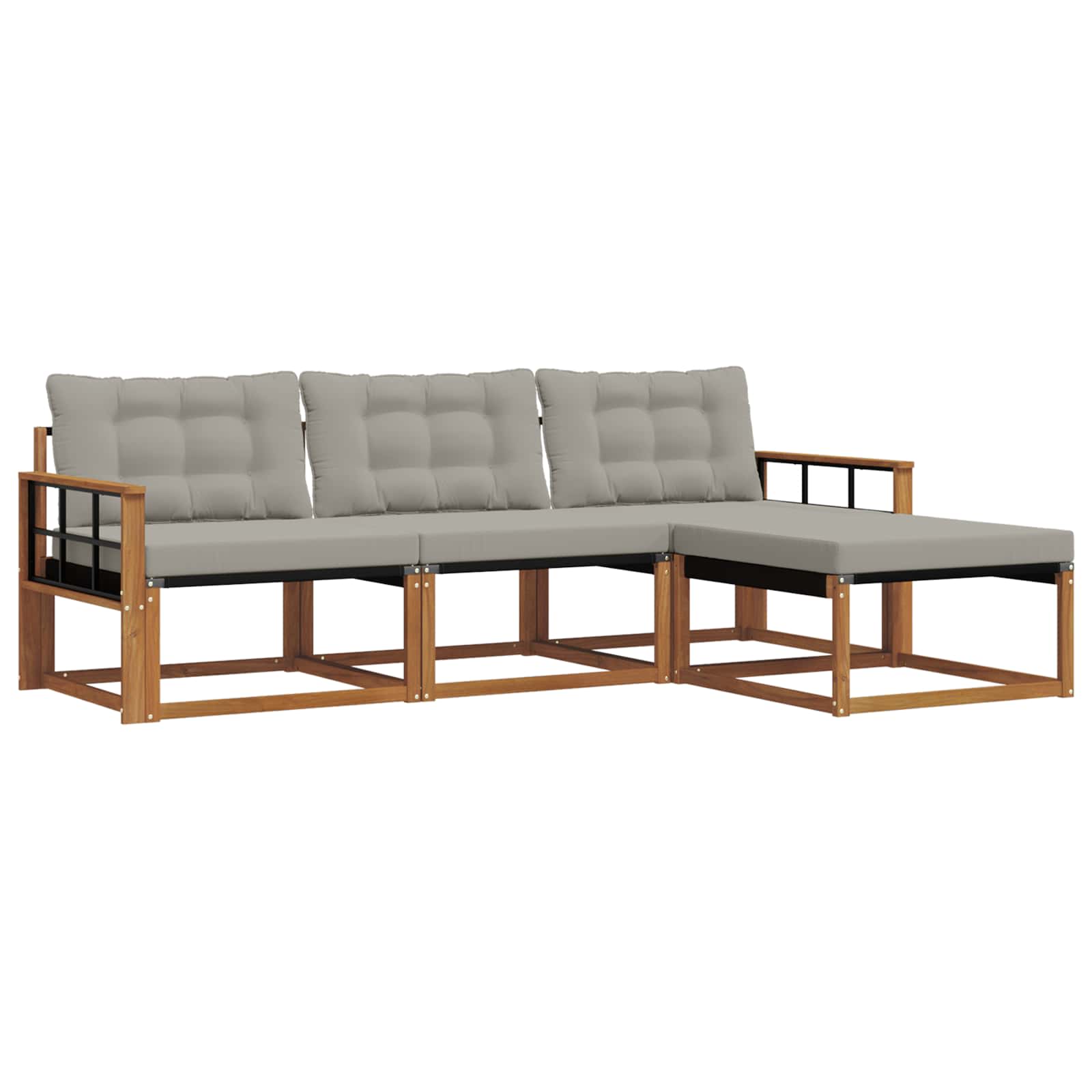 Thumbnail - vidaXL Outdoor-Sofagarnitur mit Kissen 4 pcs Natürlich und Hellgrau