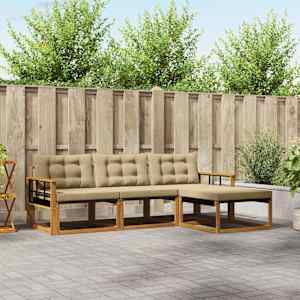 Zunanja garnitura za sedenje z blazino 4 pcs Naravna in bež