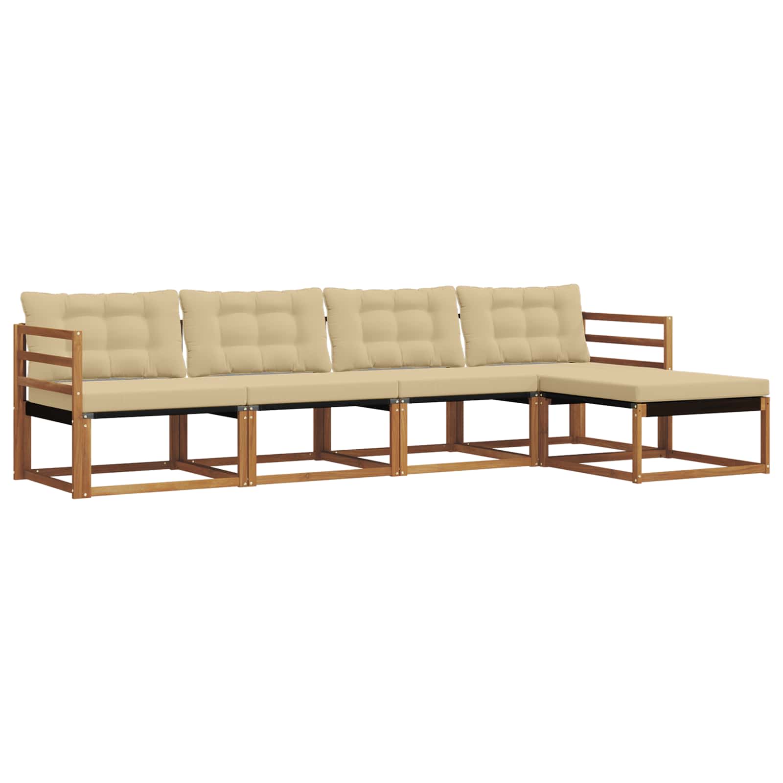 Zunanja garnitura za sedenje z blazino 5 pcs Naravna in bež - slika 2