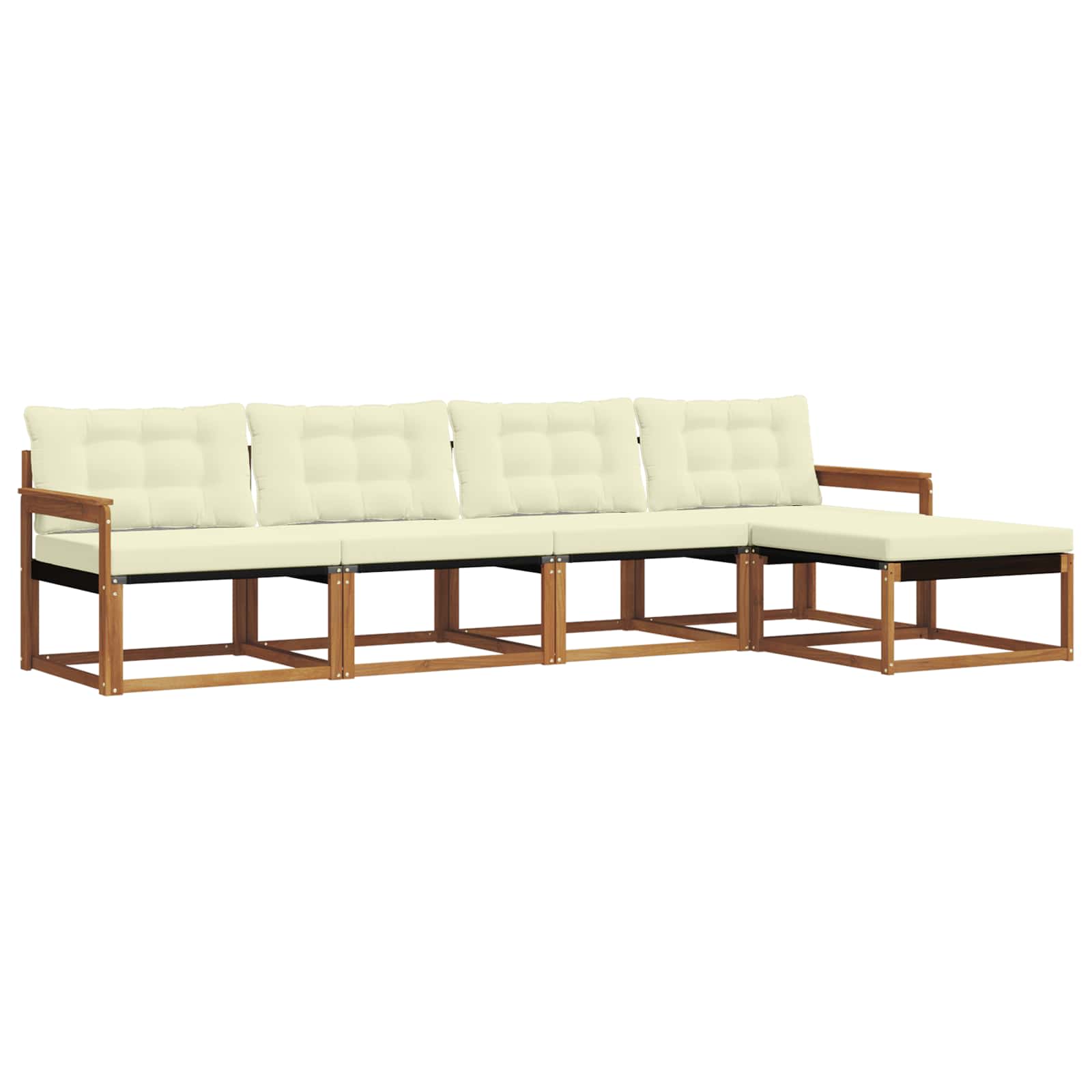 Zunanja garnitura za sedenje z blazino 5 pcs Naravna in smetana - slika 2