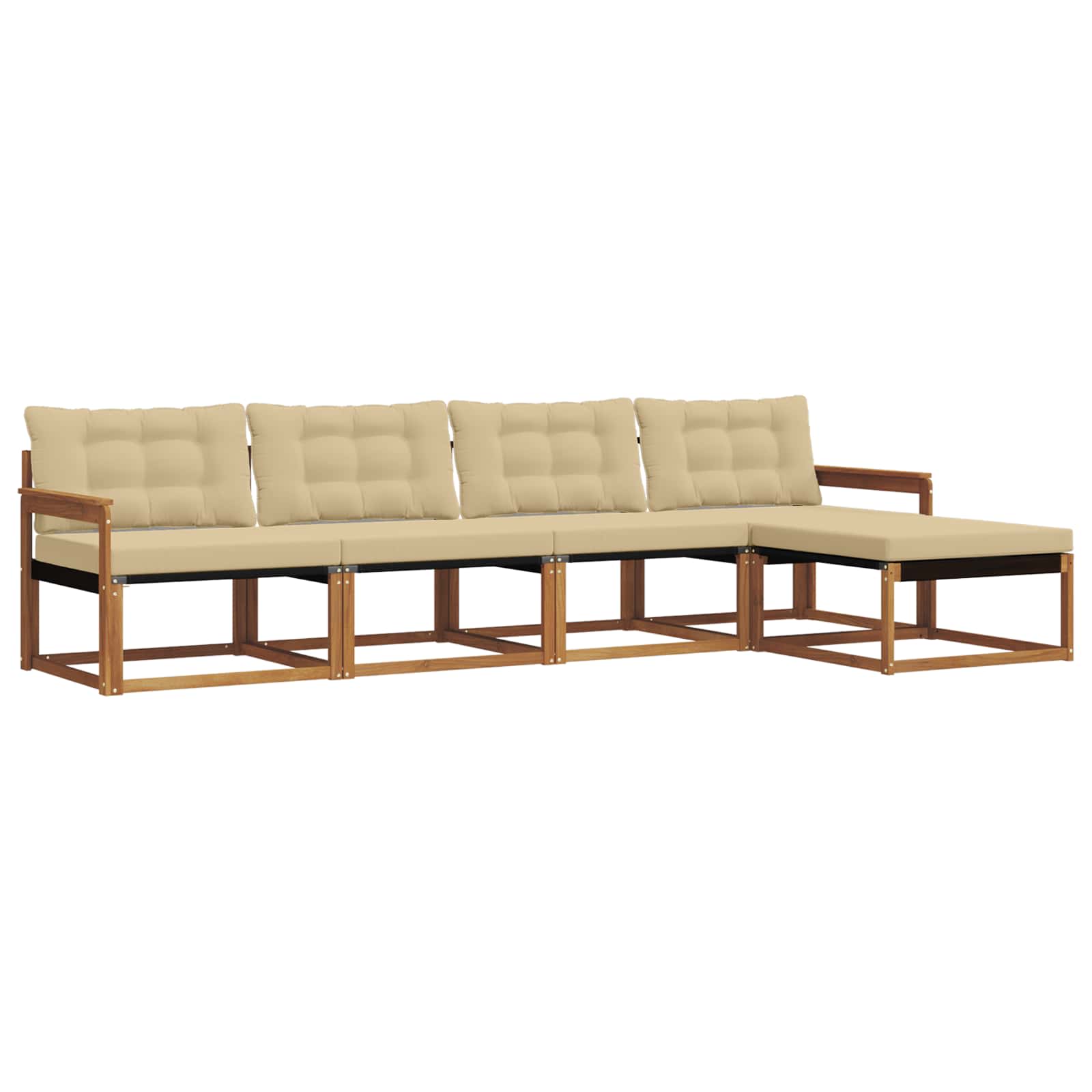 Zunanja garnitura za sedenje z blazino 5 pcs Naravna in bež - slika 2