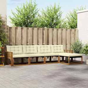 Zunanja garnitura za sedenje z blazino 5 pcs Naravna in smetana