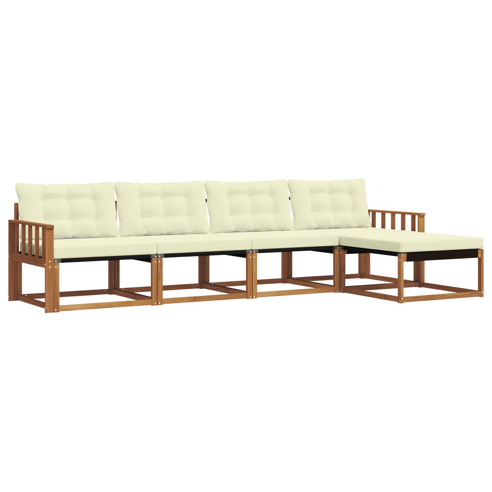 Zunanja garnitura za sedenje z blazino 5 pcs Naravna in smetana - slika 2