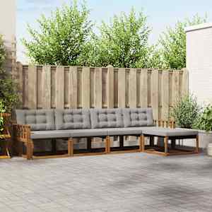 Zunanja garnitura za sedenje 5 pcs Naravna in svetlo siva