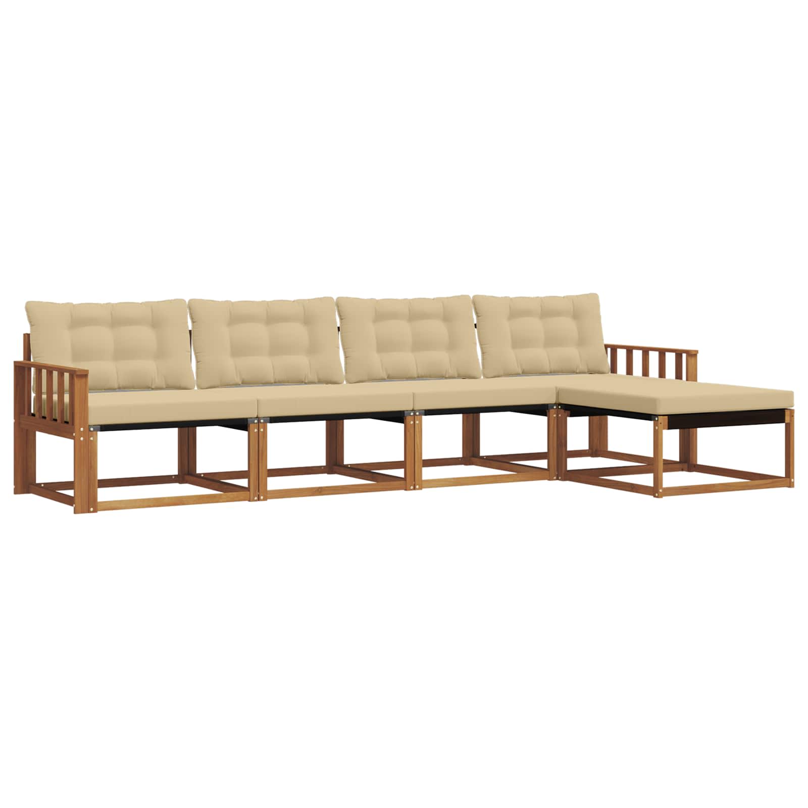 Zunanja garnitura za sedenje z blazino 5 pcs Naravna in bež - slika 2