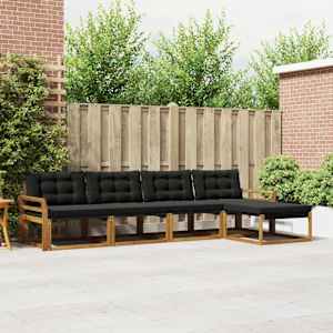 Zunanja garnitura za sedenje z blazino 5 pcs Naravna in črna